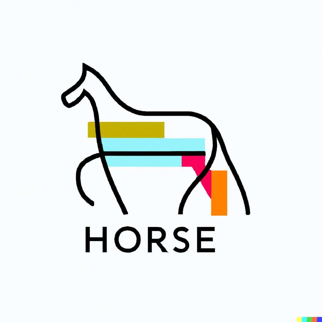 a horse, iconized modern colorful clean linear illustration, inspired by Bauhaus